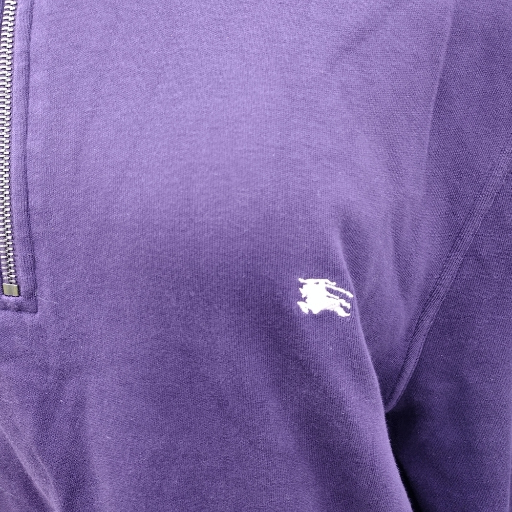 Burberry London Men’s XL 1/4 Zip Pullover Purple Nova Check Trim Sweatshirt - Picture 2 of 9
